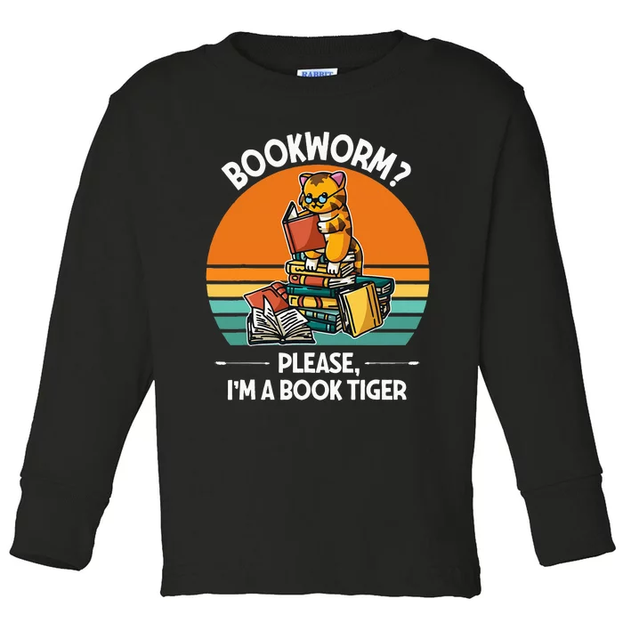 Bookworm Please IM A Book Tiger Toddler Long Sleeve Shirt