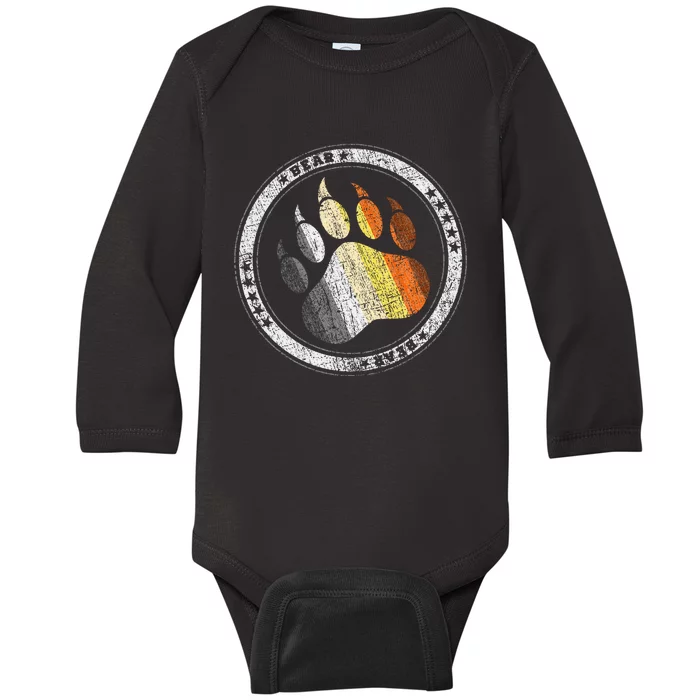 Bear Paw In Colors Of Bear Community Gay P.R.I.D.E Bear Baby Long Sleeve Bodysuit