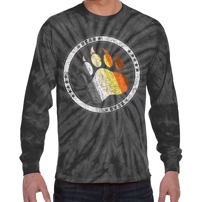 Bear Paw In Colors Of Bear Community Gay P.R.I.D.E Bear Tie-Dye Long Sleeve Shirt