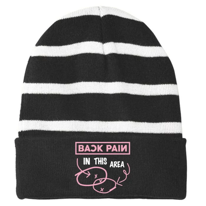 Back Pain In This Area Striped Beanie with Solid Band