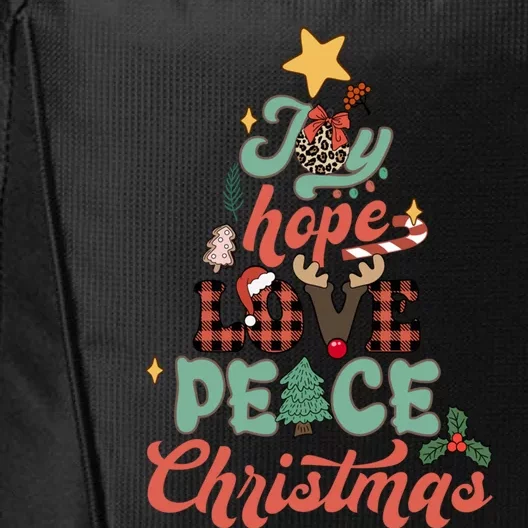 Buffalo Plaid Joy Hope Love Peace Christmas Nativity Holiday Meaningful Gift City Backpack