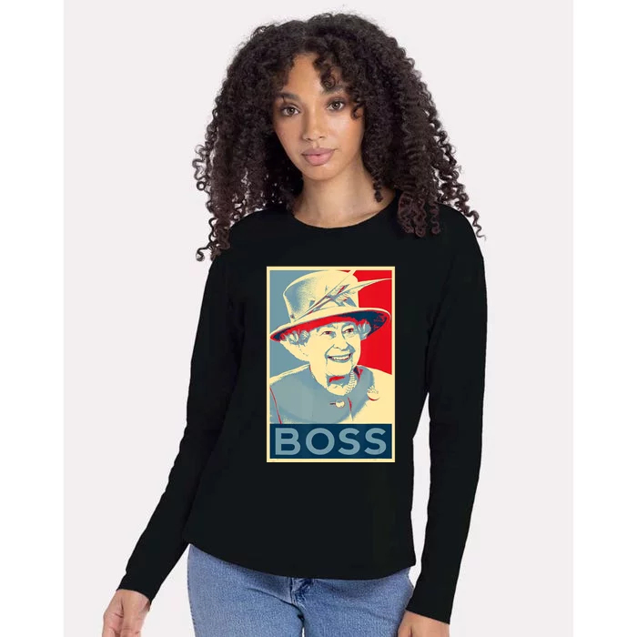 Boss Platinum Jubilee Queen Elizabeth Retro Womens Cotton Relaxed Long Sleeve T-Shirt