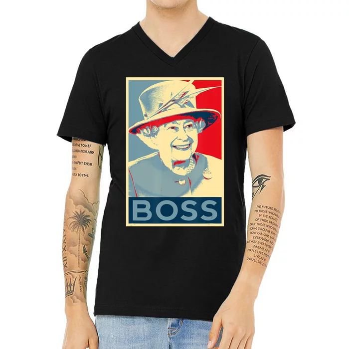 Boss Platinum Jubilee Queen Elizabeth Retro V-Neck T-Shirt