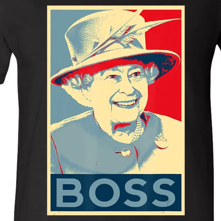 Boss Platinum Jubilee Queen Elizabeth Retro V-Neck T-Shirt