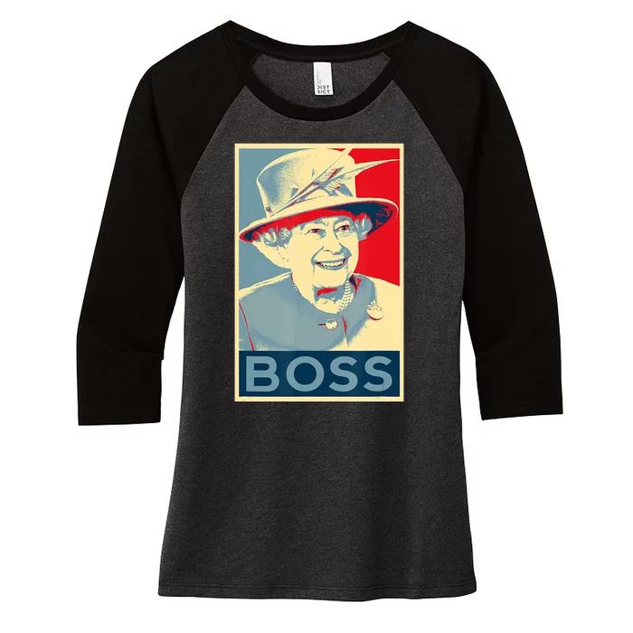 Boss Platinum Jubilee Queen Elizabeth Retro Women's Tri-Blend 3/4-Sleeve Raglan Shirt