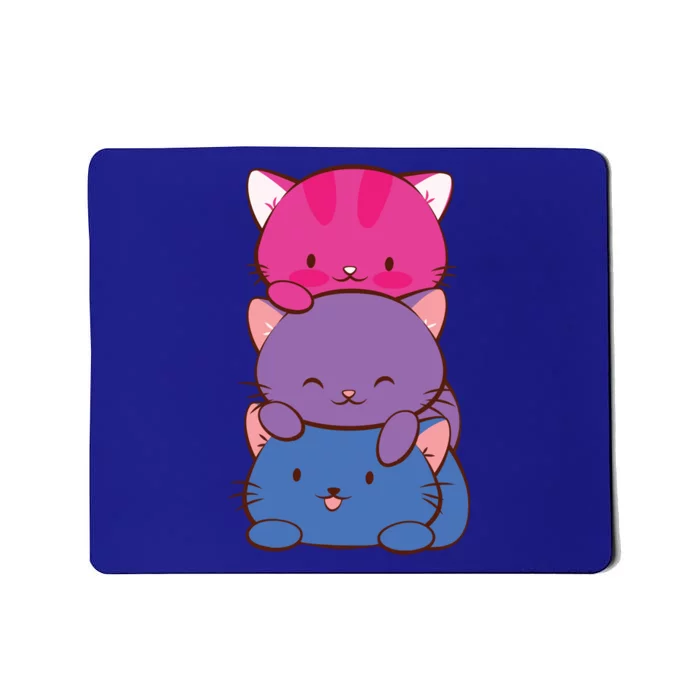 Bisexual Pride Kawaii Kitty Cat Stack Anime Meaningful Gift Mousepad