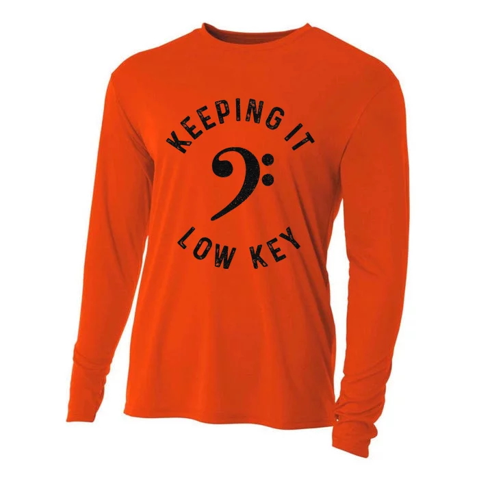 Bass Player Keeping It Low Key Retro Bass Guitar Cooling Performance Long Sleeve Crew