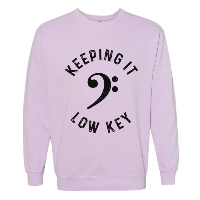 Bass Player Keeping It Low Key Retro Bass Guitar Garment-Dyed Sweatshirt