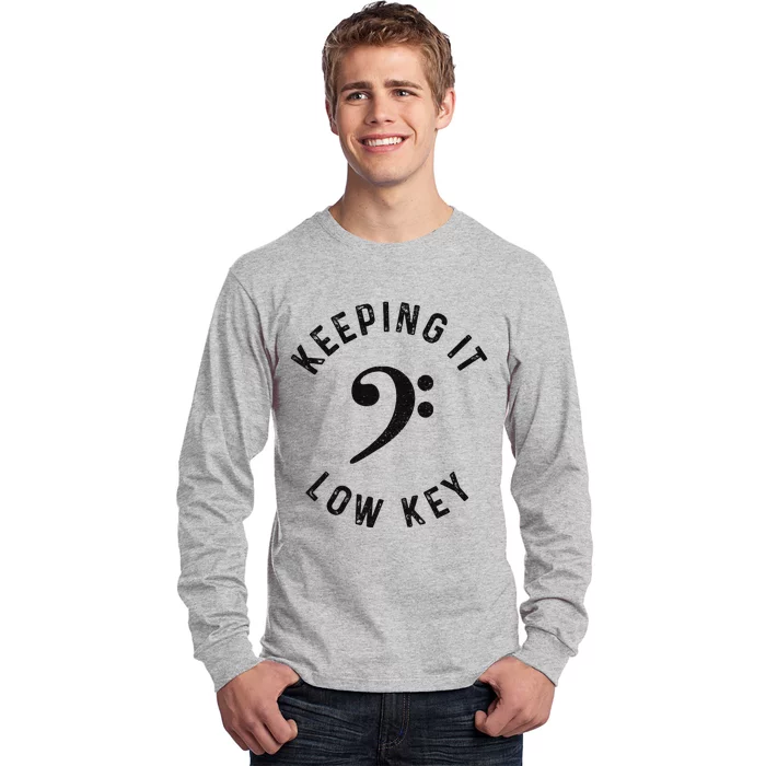 Bass Player Keeping It Low Key Retro Bass Guitar Long Sleeve Shirt