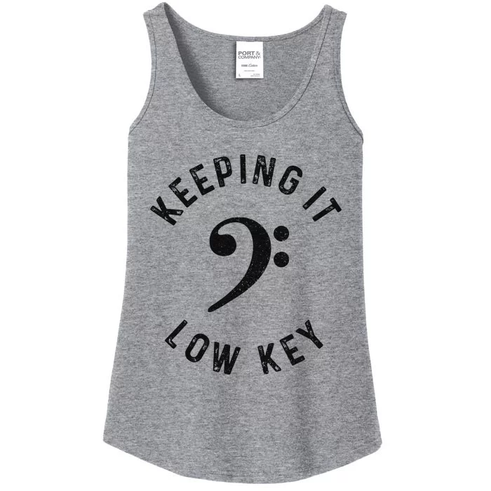 Bass Player Keeping It Low Key Retro Bass Guitar Ladies Essential Tank