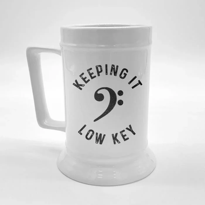 Bass Player Keeping It Low Key Retro Bass Guitar Front & Back Beer Stein