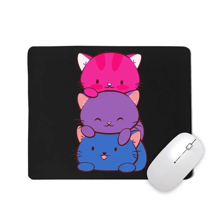 Bisexual Pride Kawaii Kitty Cat Stack Anime Mousepad