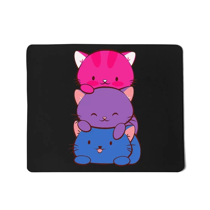 Bisexual Pride Kawaii Kitty Cat Stack Anime Mousepad