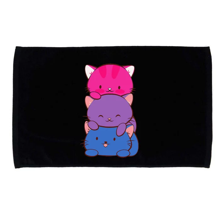 Bisexual Pride Kawaii Kitty Cat Stack Anime Microfiber Hand Towel