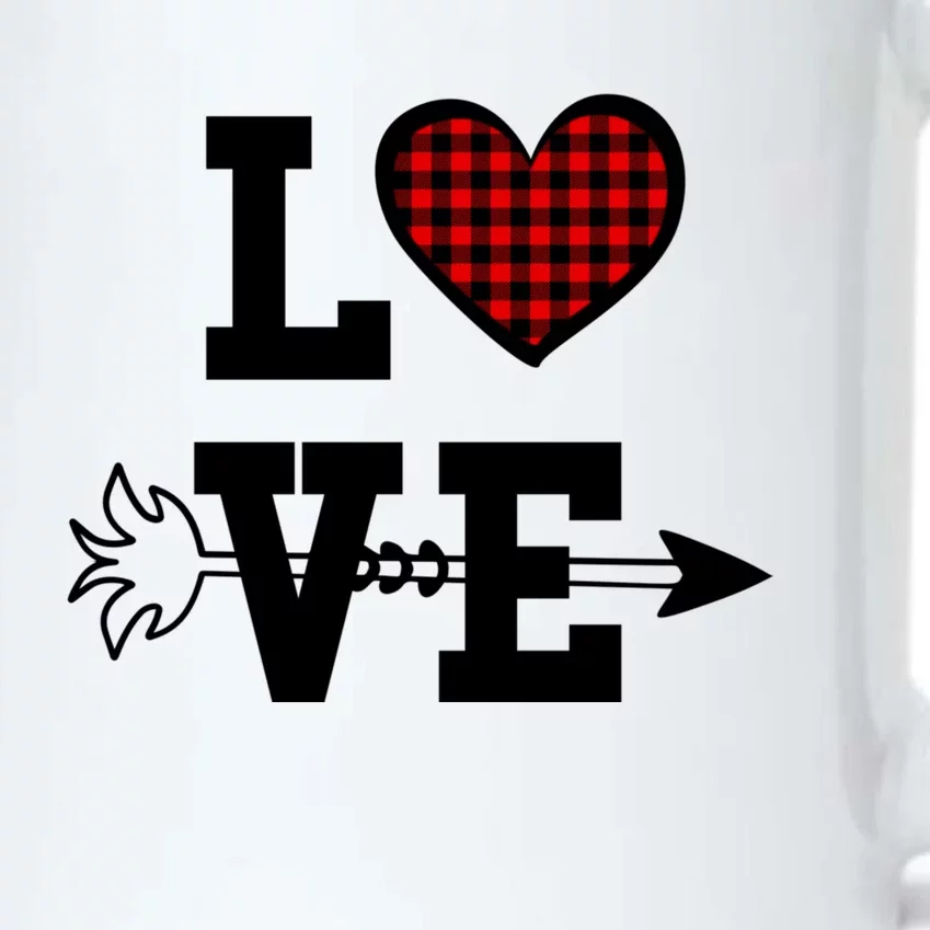 Buffalo Plaid Love Heart Great Gift Valentine's Day Pajama Top Gift Black Color Changing Mug