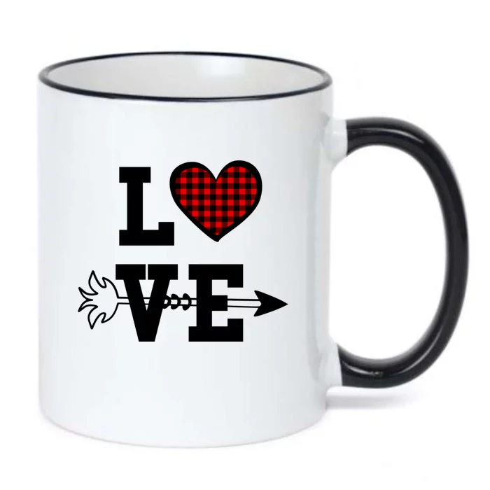 Buffalo Plaid Love Heart Great Gift Valentine's Day Pajama Top Gift Black Color Changing Mug