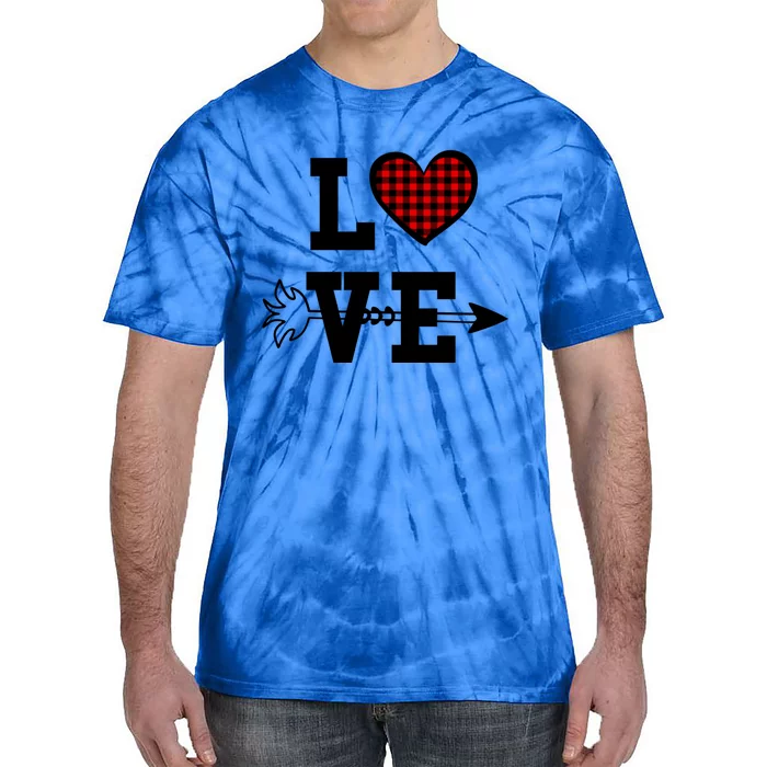 Buffalo Plaid Love Heart Great Gift Valentine's Day Pajama Top Gift Tie-Dye T-Shirt