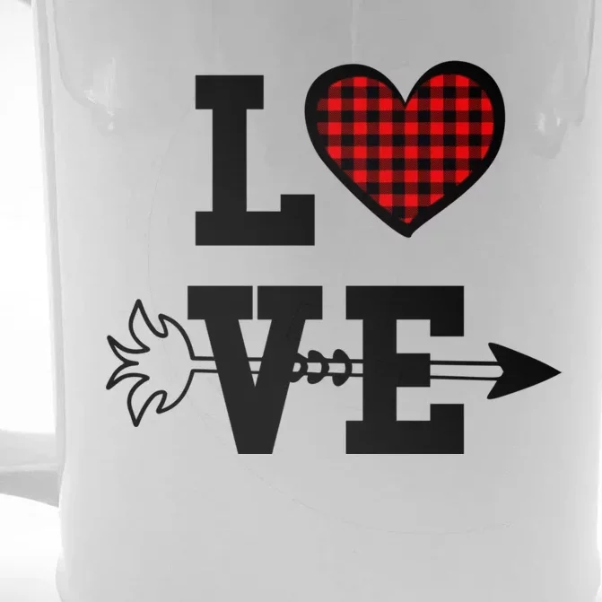 Buffalo Plaid Love Heart Great Gift Valentine's Day Pajama Top Gift Front & Back Beer Stein