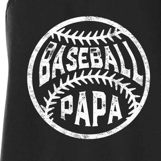 Baseball Papa Leopard Love Baseball Fathers Day Women's Racerback Tank