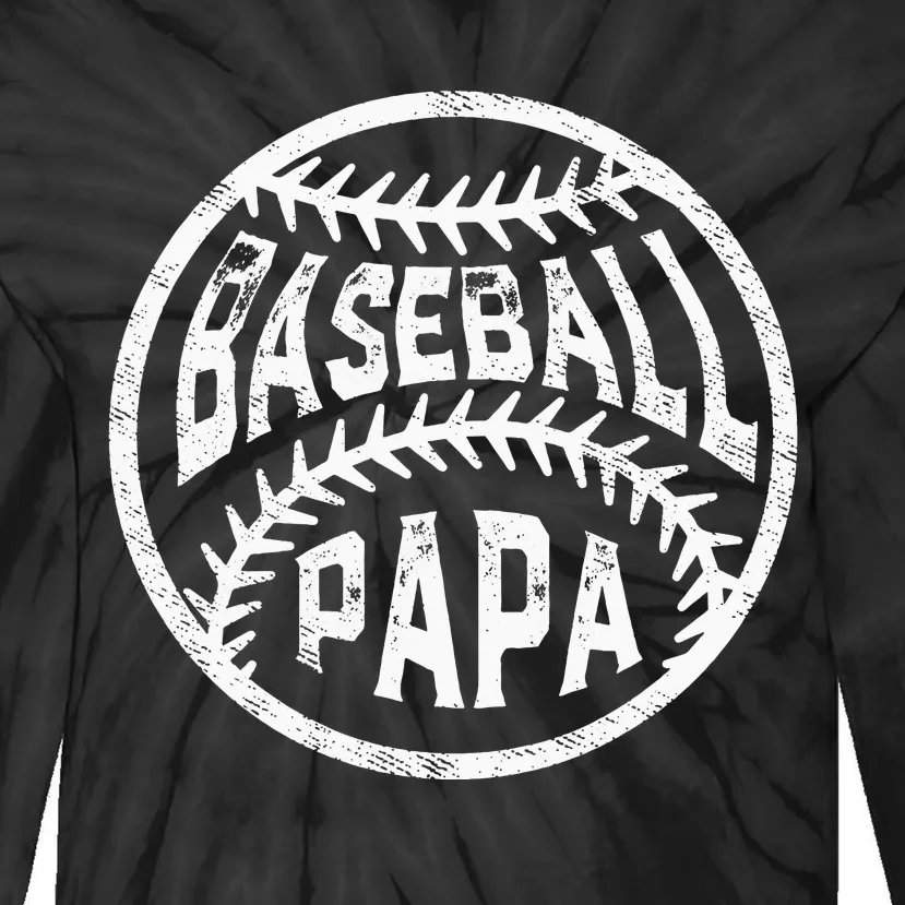 Baseball Papa Leopard Love Baseball Fathers Day Tie-Dye Long Sleeve Shirt