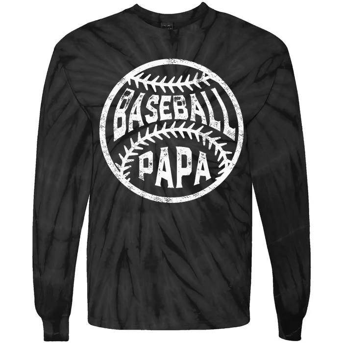 Baseball Papa Leopard Love Baseball Fathers Day Tie-Dye Long Sleeve Shirt