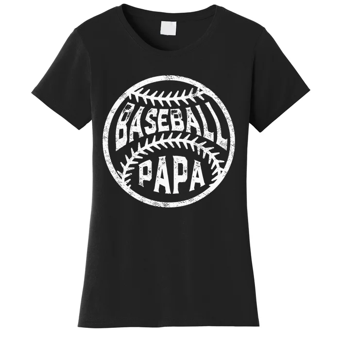 Baseball Papa Leopard Love Baseball Fathers Day Women's T-Shirt