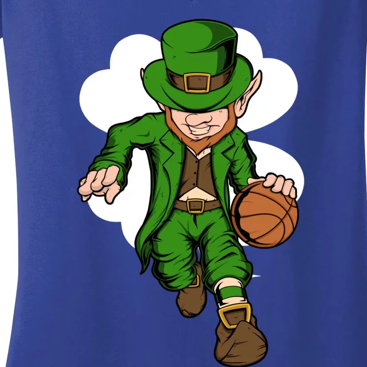 Basketball Player Leprechaun St Patrick's Day Basketball Funny Gift Women's V-Neck T-Shirt