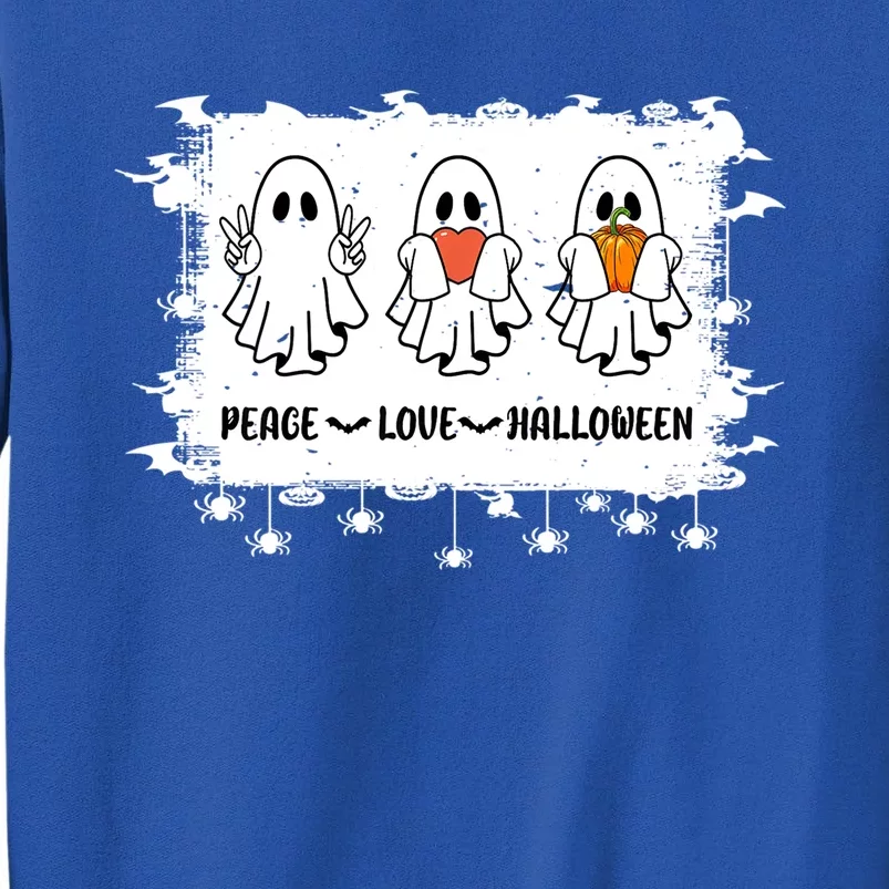 Bleached Peace Love Halloween Pumpkin Ghost Groovy Custume Gift Tall Sweatshirt