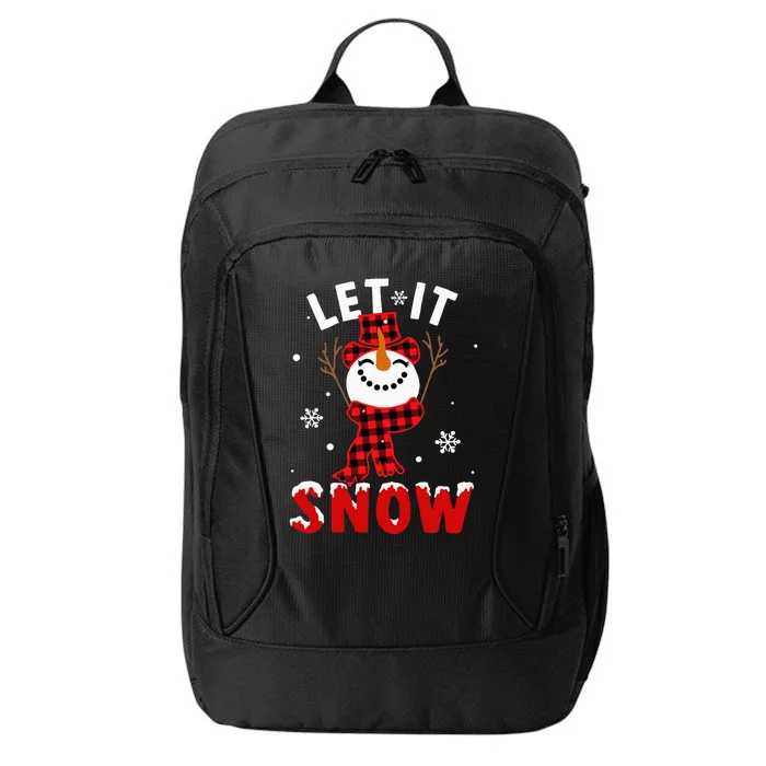 Buffalo Plaid Let It Snow Snowman Christmas Pajama City Backpack