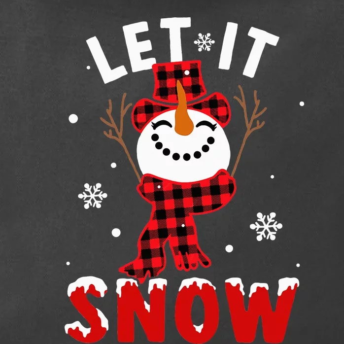 Buffalo Plaid Let It Snow Snowman Christmas Pajama Zip Tote Bag