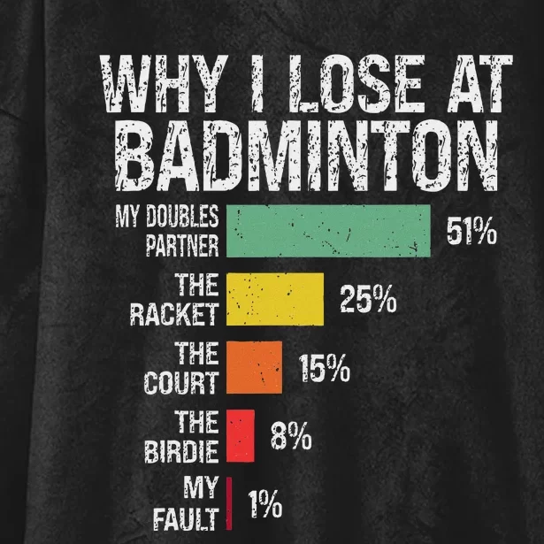 Badminton Player Lover Funny Why I Lose At Badminton Hooded Wearable Blanket