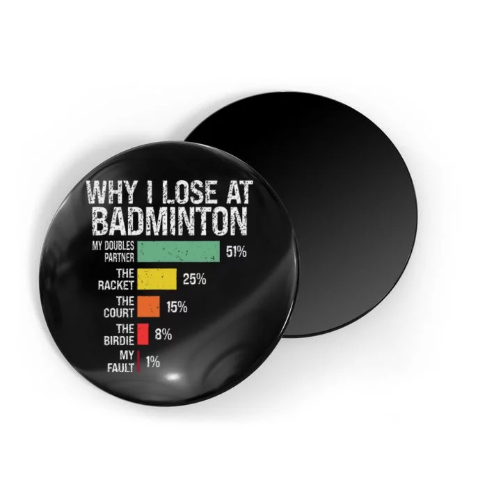 Badminton Player Lover Funny Why I Lose At Badminton Magnet