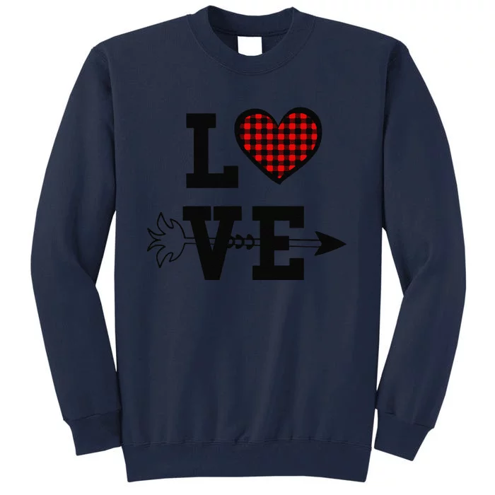 Buffalo Plaid Love Heart Valentine's Day Pajama Top Tall Sweatshirt