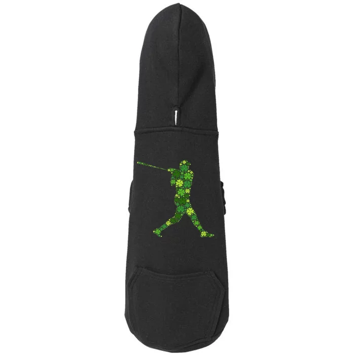 Baseball Player Lucky Green Shamrock Clover St Patricks Day Doggie 3-End Fleece Hoodie