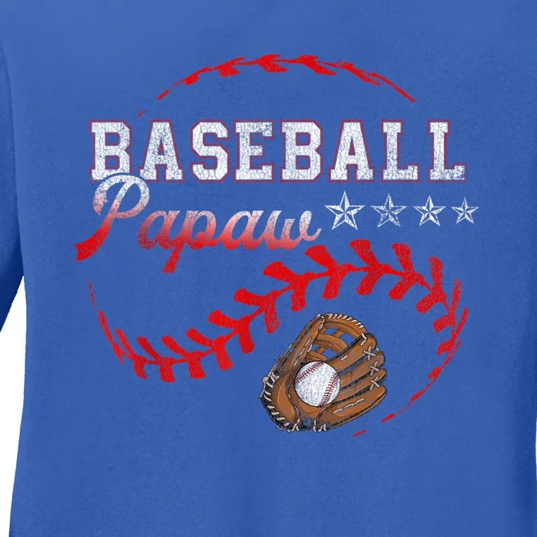 Baseball Papaw Love Playing Baseball Funny Ladies Long Sleeve Shirt