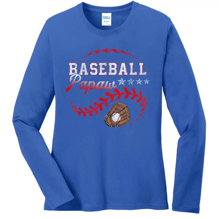 Baseball Papaw Love Playing Baseball Funny Ladies Long Sleeve Shirt