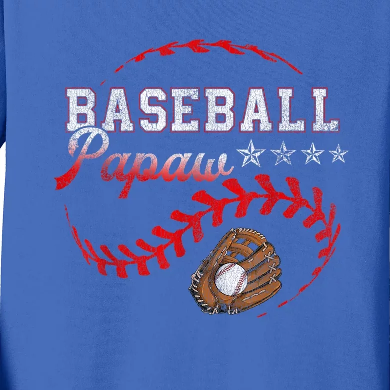 Baseball Papaw Love Playing Baseball Funny Kids Long Sleeve Shirt