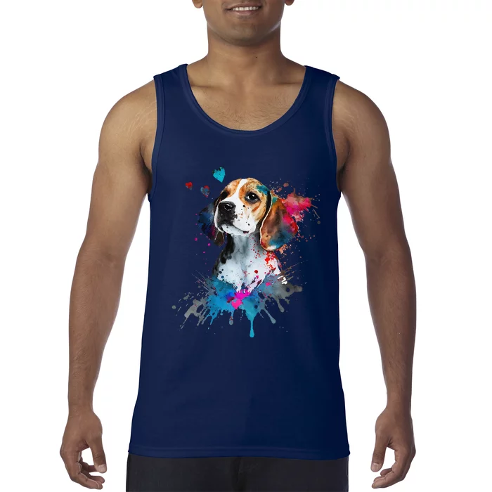 Beagle Puppy Lover Dog Mom Cute Valentines Day Love Themed Tank Top