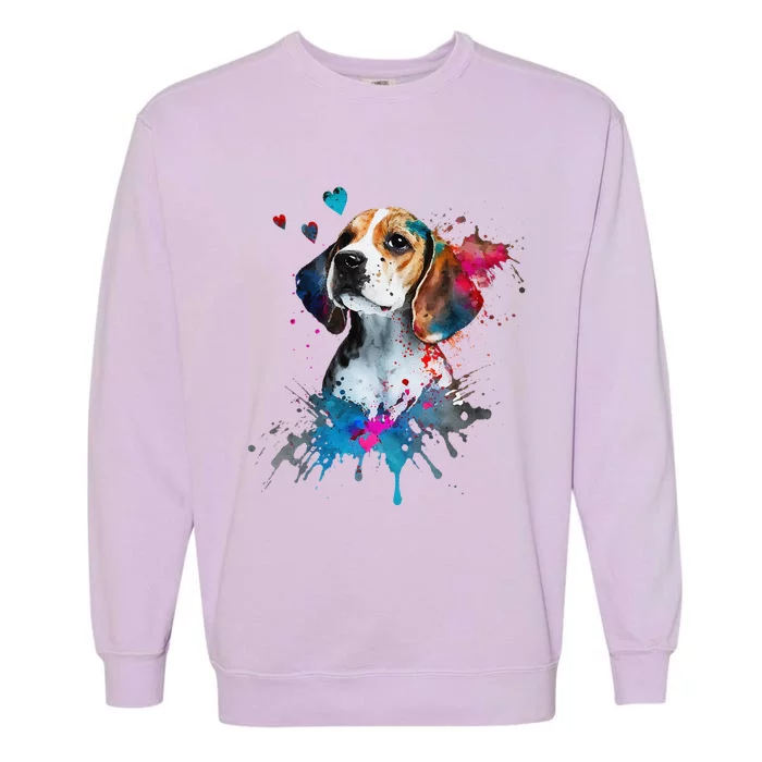 Beagle Puppy Lover Dog Mom Cute Valentines Day Love Themed Garment-Dyed Sweatshirt