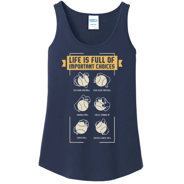 Baseball Pitches Life Choices Pitcher Player Gift I Baseball Ladies Essential Tank