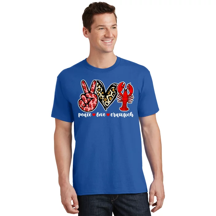 Bleached Peace Love Crawfish Leopard Crawfish Season Gift T-Shirt