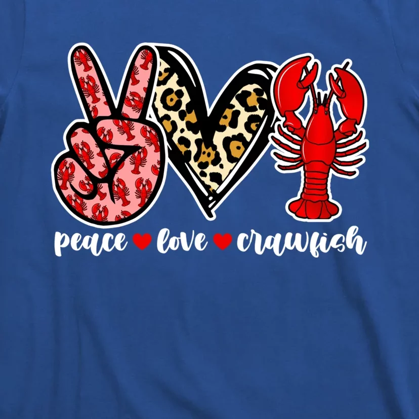 Bleached Peace Love Crawfish Leopard Crawfish Season Gift T-Shirt