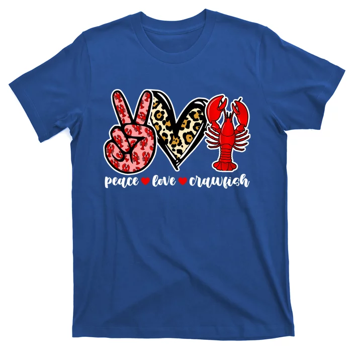 Bleached Peace Love Crawfish Leopard Crawfish Season Gift T-Shirt