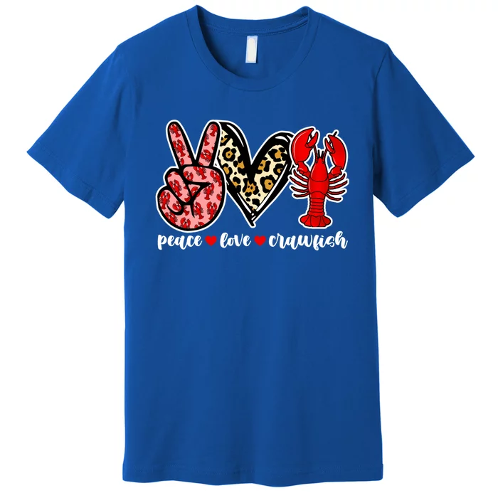 Bleached Peace Love Crawfish Leopard Crawfish Season Gift Premium T-Shirt