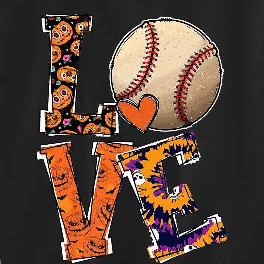 Baseball Player Love Halloween Baseball Pumpkin Tie Dye Kids Sweatshirt