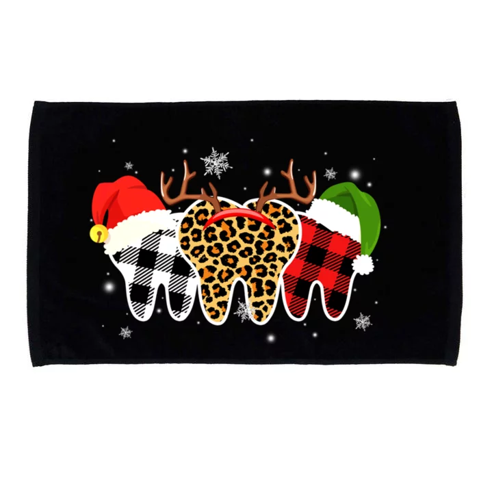 Buffalo Plaid Leopard Teenth Squad Merry Xmas Dentist Dental Gift Microfiber Hand Towel