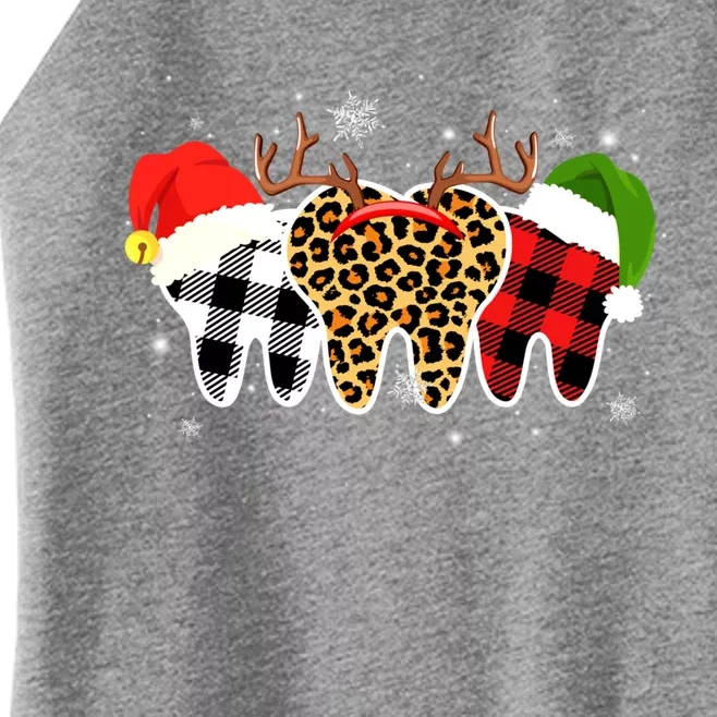 Buffalo Plaid Leopard Teenth Squad Merry Xmas Dentist Dental Gift Women’s Perfect Tri Rocker Tank