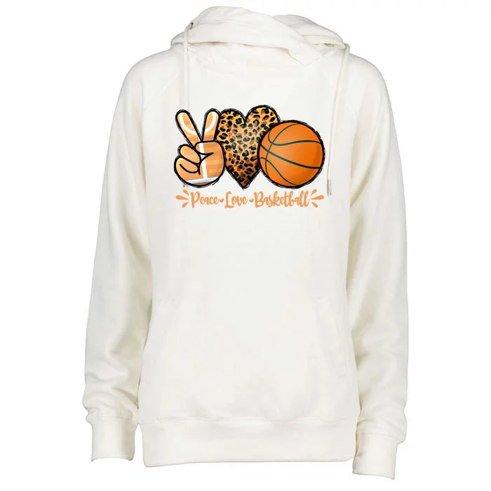 Basketball Peace Love Basketball Mom Game Day Outfit Gift Womens Funnel Neck Pullover Hood