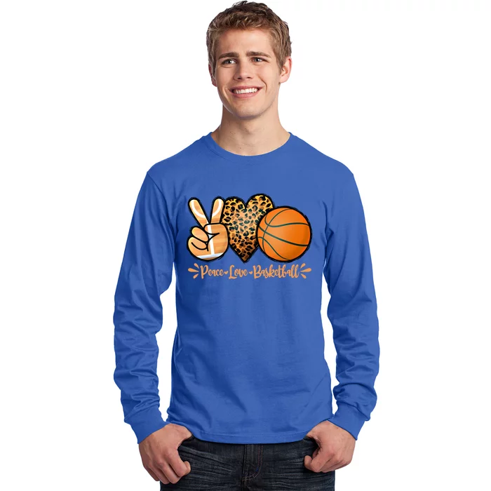 Basketball Peace Love Basketball Mom Game Day Outfit Gift Long Sleeve Shirt