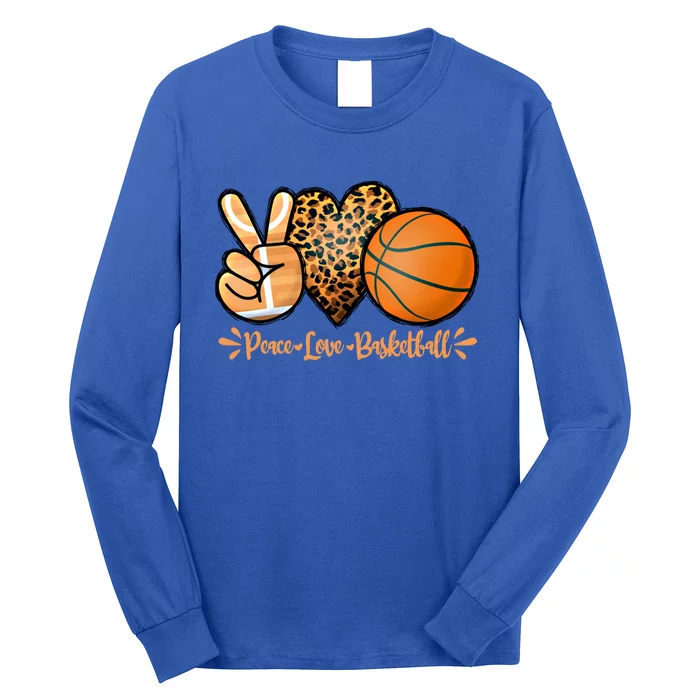 Basketball Peace Love Basketball Mom Game Day Outfit Gift Long Sleeve Shirt